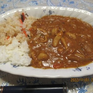 飴色玉ねぎを圧力鍋で煮込んだカレーライス